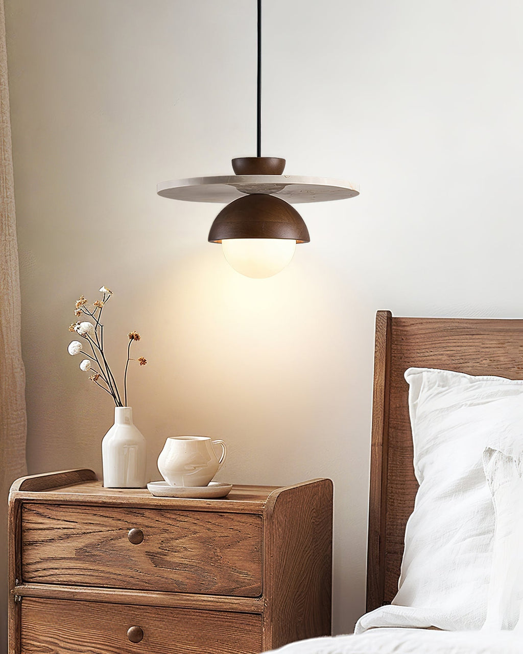 Ritta Pendant Light Glass Globe Travertine | Fioriscas