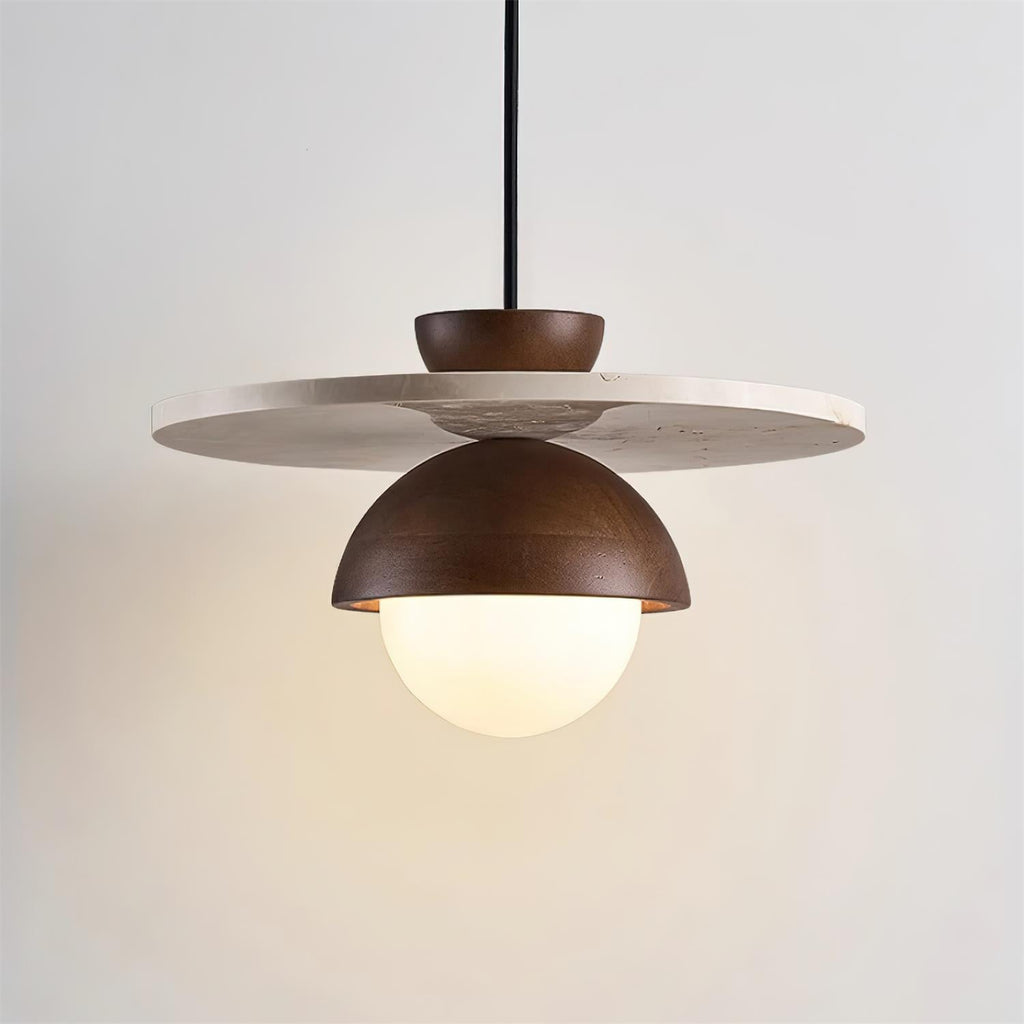 Ritta Pendant Light Glass Globe Travertine | Fioriscas