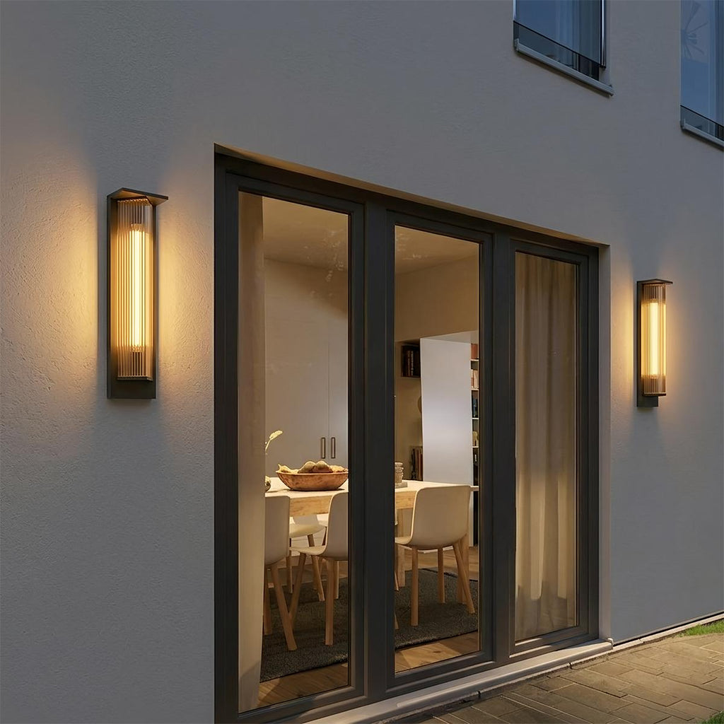 NovaGuard Stainless Steel Outdoor Wall Light With Ribbed Acrylic Shade