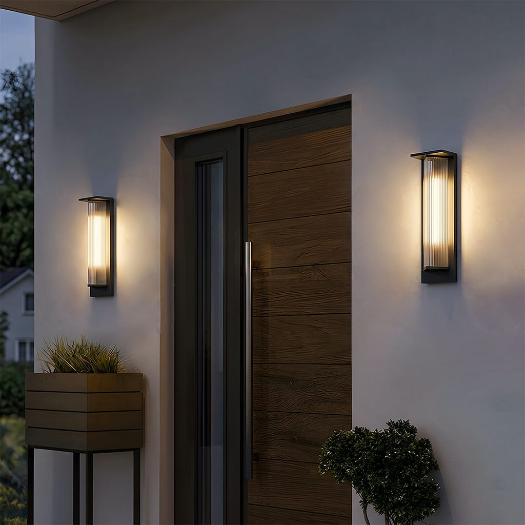 NovaGuard Stainless Steel Outdoor Wall Light With Ribbed Acrylic Shade