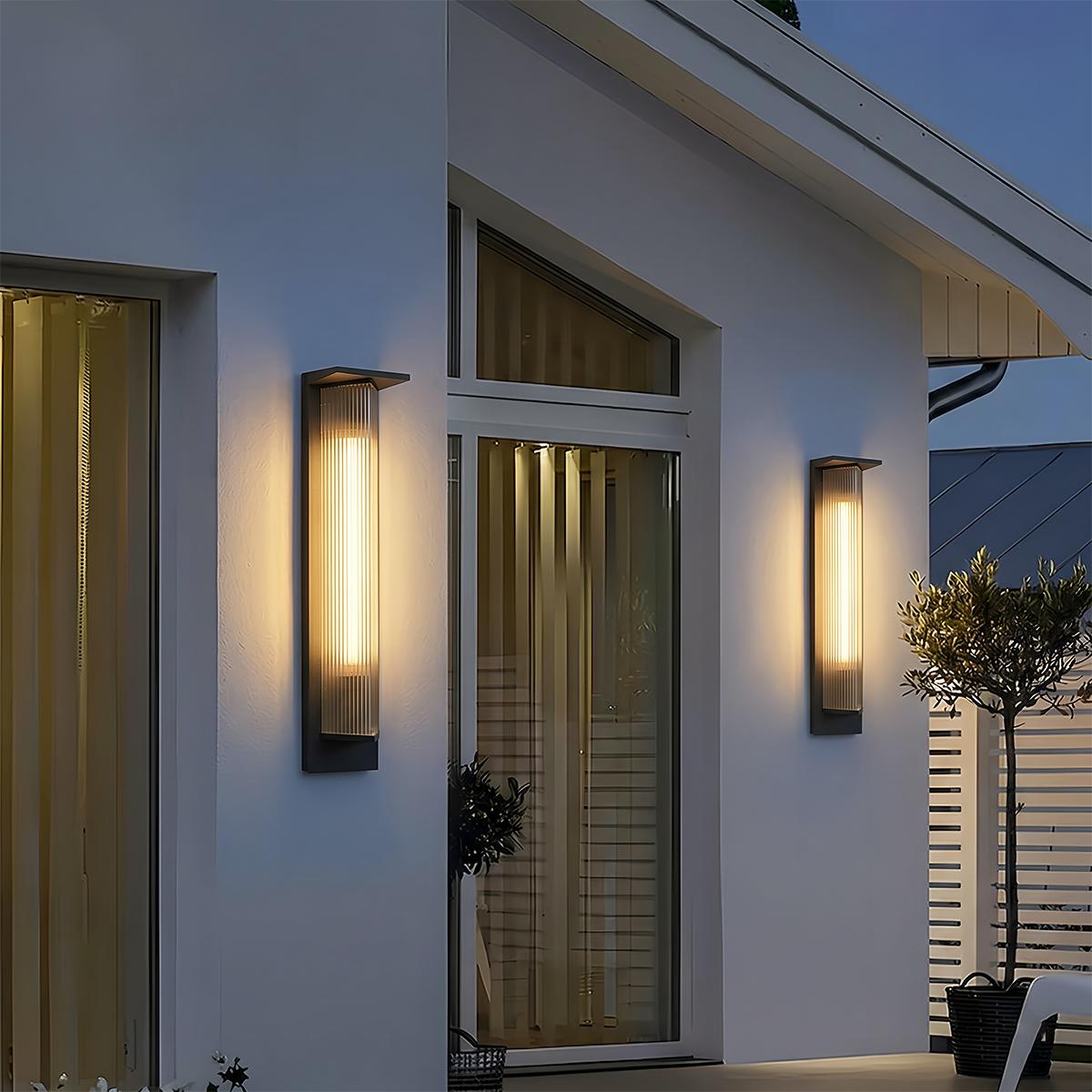 NovaGuard Stainless Steel Outdoor Wall Light With Ribbed Acrylic Shade