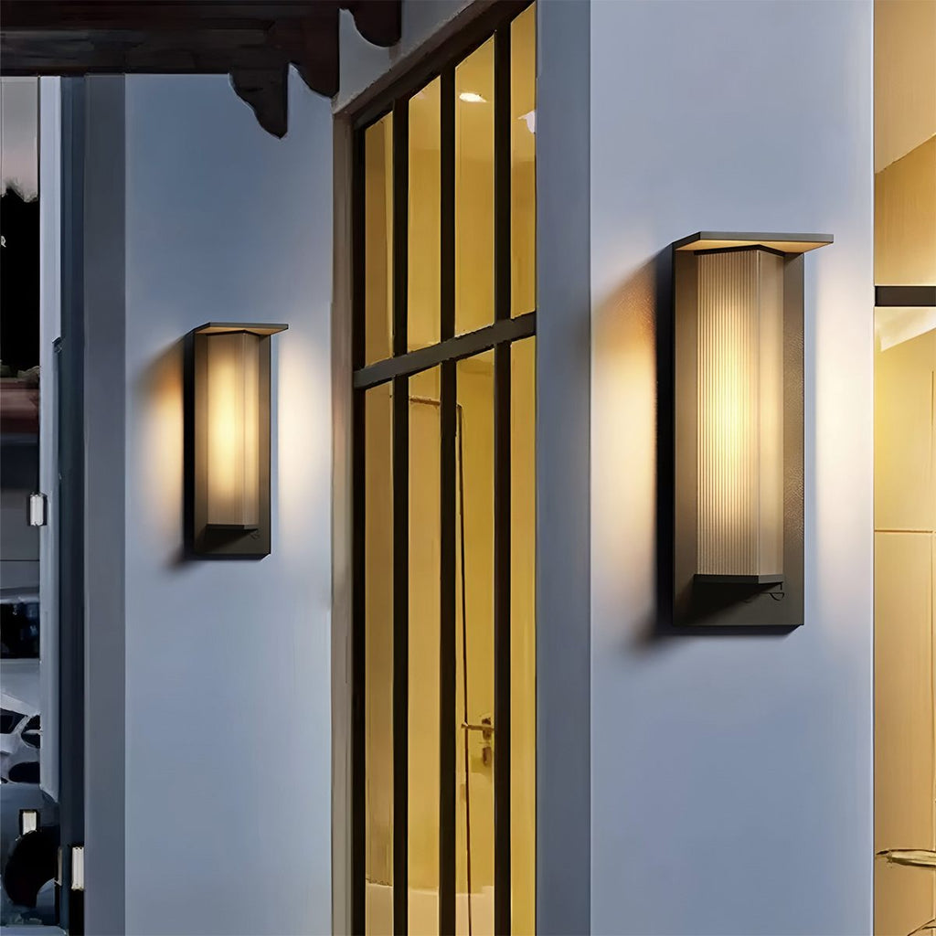 NovaGuard Stainless Steel Outdoor Wall Light With Ribbed Acrylic Shade