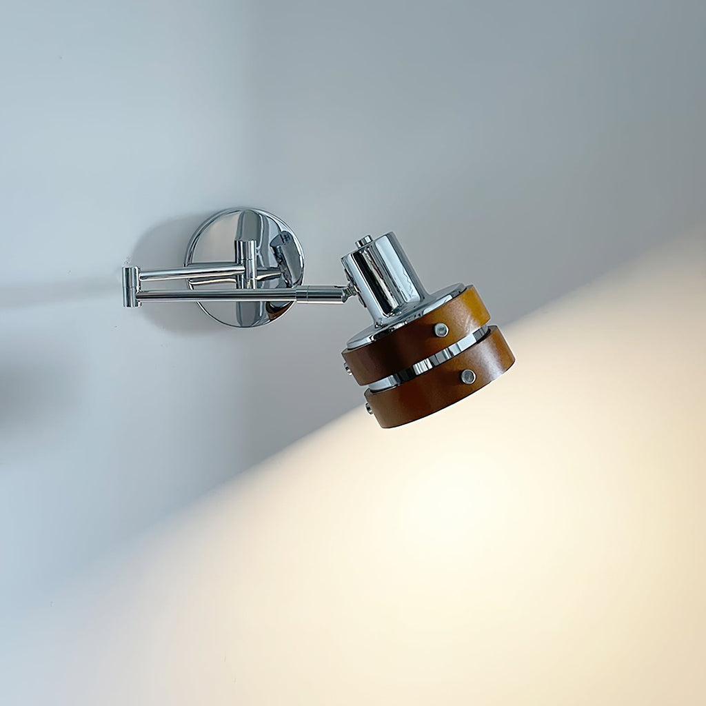 Wall Lamp Metal & Wood Barrel Shade Adjustable Mid-Century | Fioriscas