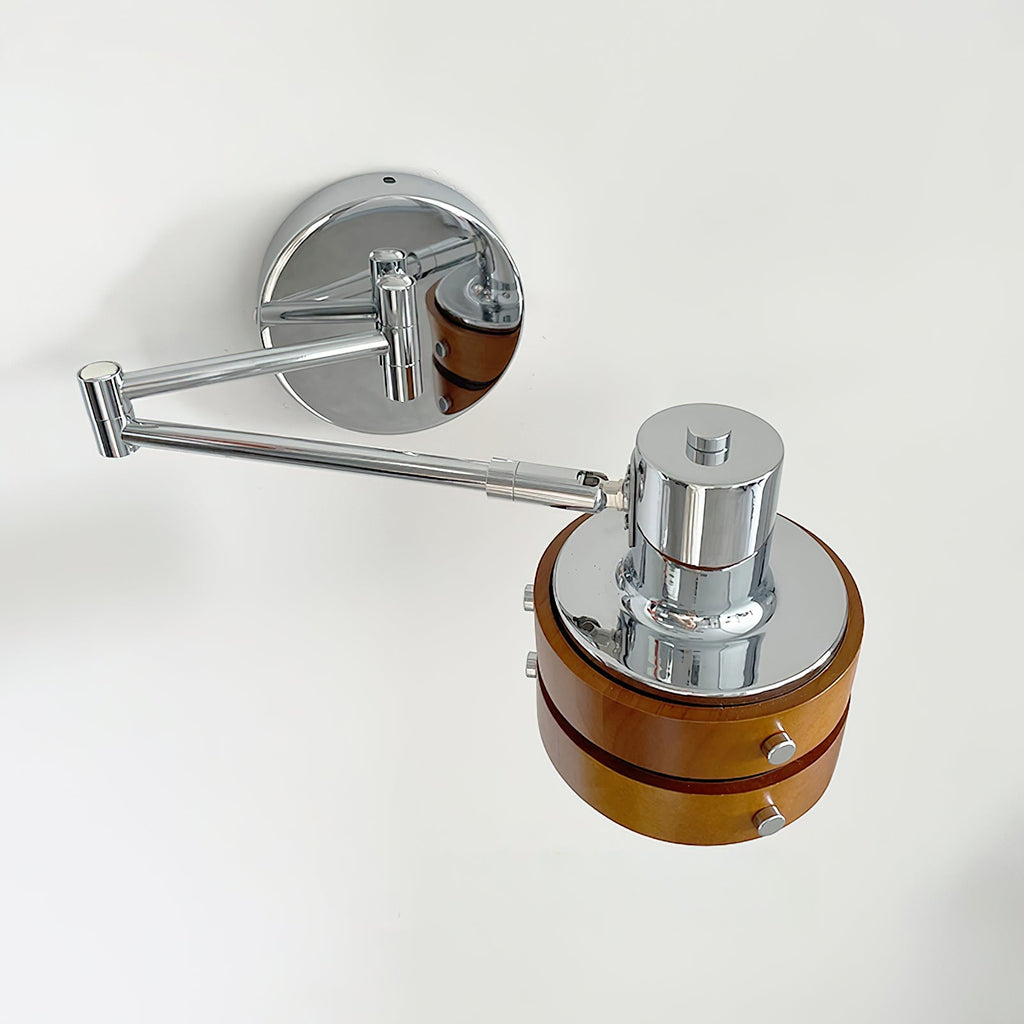 Wall Lamp Metal & Wood Barrel Shade Adjustable Mid-Century | Fioriscas