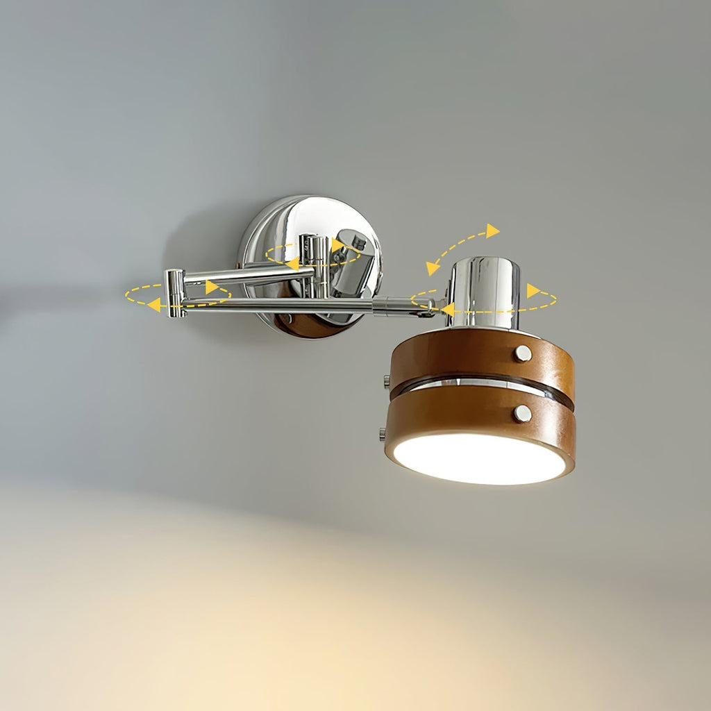 Wall Lamp Metal & Wood Barrel Shade Adjustable Mid-Century | Fioriscas