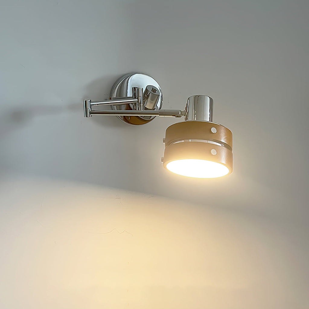 Wall Lamp Metal & Wood Barrel Shade Adjustable Mid-Century | Fioriscas