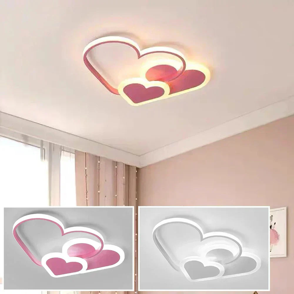 Lampe de plafond en forme de cœur pour chambre d’enfant avec éclairage LED, PetalGlow