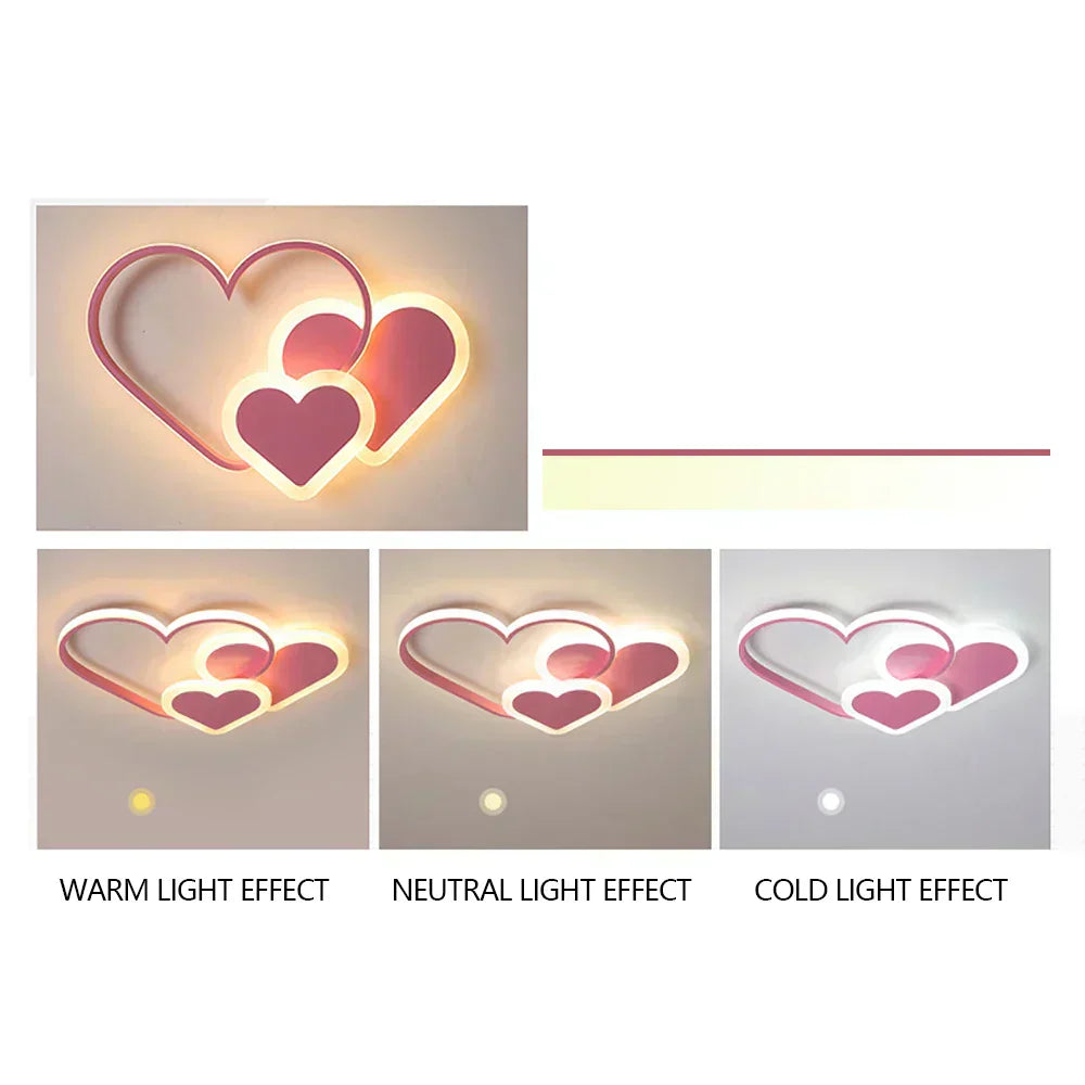 Lampe de plafond en forme de cœur pour chambre d’enfant avec éclairage LED, PetalGlow