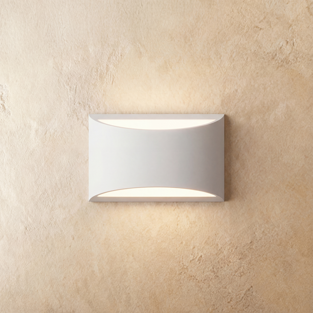 AuroraCurve Gypsum Wall Lamp With Soft Uplight And Downlight