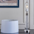 Křišťálová stolní lampa s lněným stínidlem do ložnice a obývacího pokoje