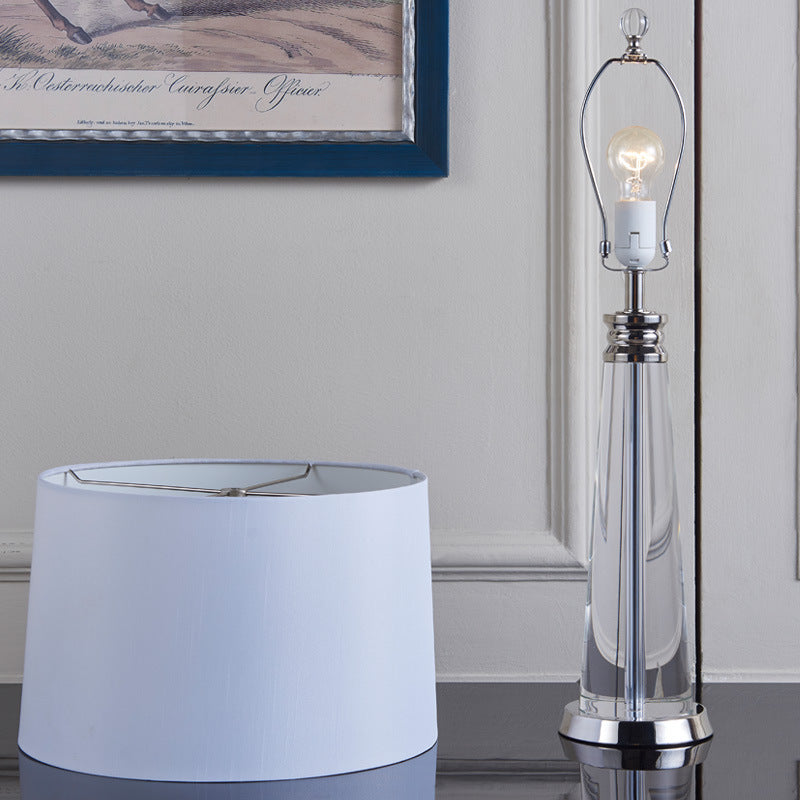 Křišťálová stolní lampa s lněným stínidlem do ložnice a obývacího pokoje
