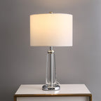 Křišťálová stolní lampa s lněným stínidlem do ložnice a obývacího pokoje