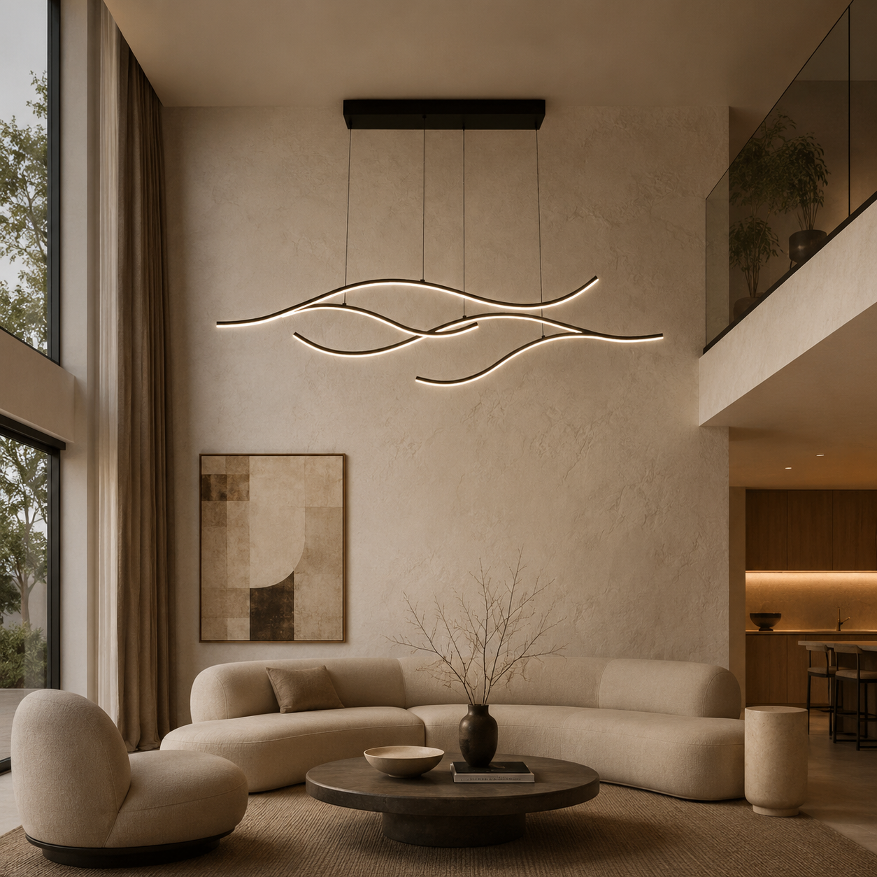Sculpted Wave Chandelier In Aluminum And Silicone For Modern Interiors