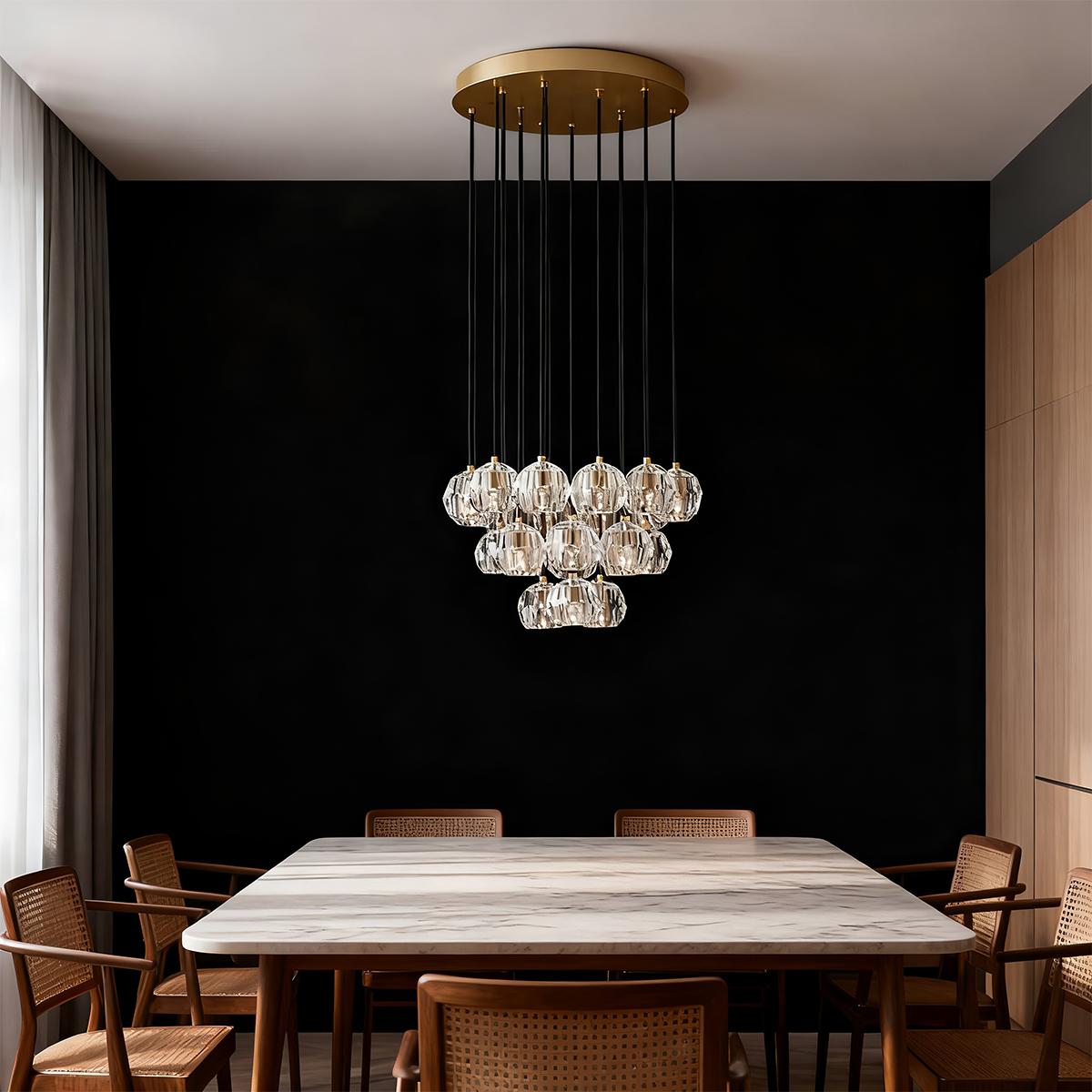 Aurora Cascade Crystal Orb Chandelier With Faceted Glass Spheres
