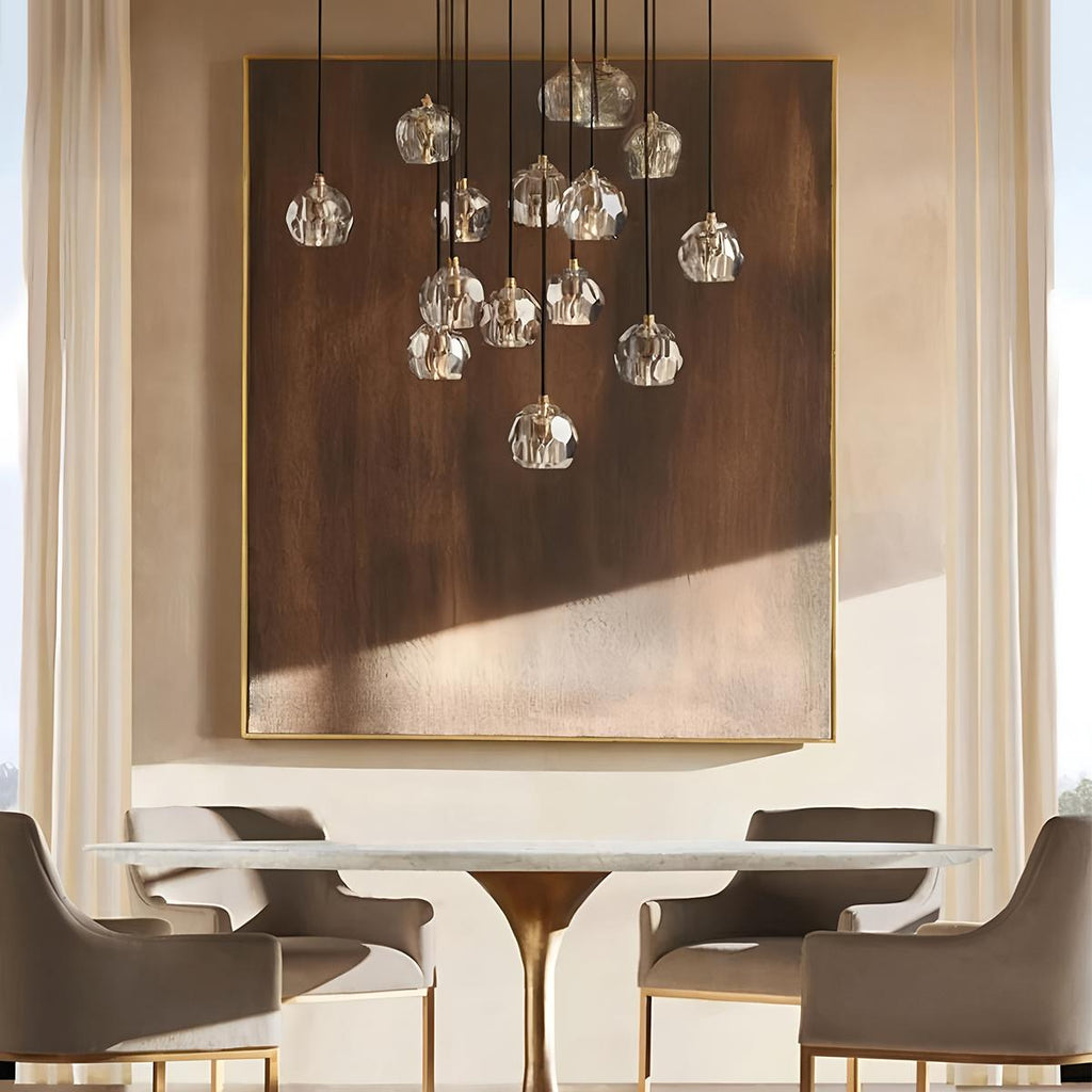 Aurora Cascade Crystal Orb Chandelier With Faceted Glass Spheres