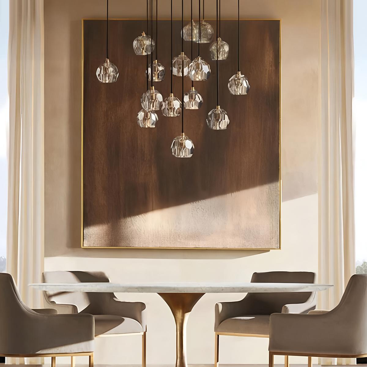 Aurora Cascade Crystal Orb Chandelier With Faceted Glass Spheres