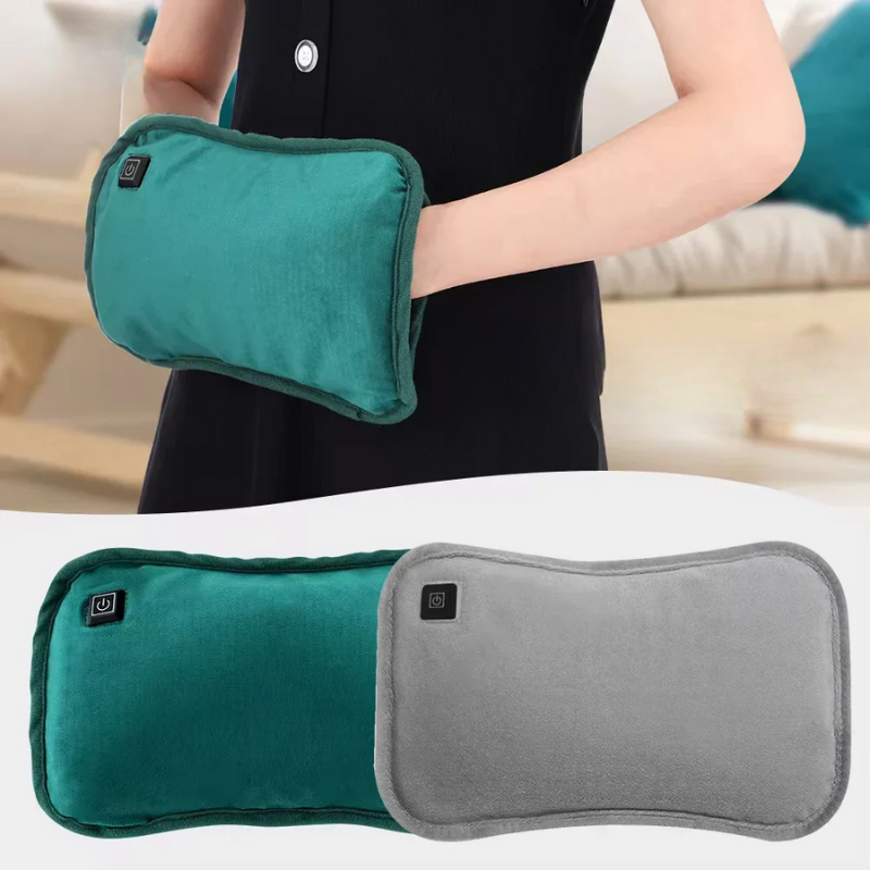 Varmepude, USB-genopladelig bærbar varmer, lysegrå eller grøn, CozyGlow
