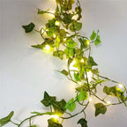 Elegant green LED leaf-shaped string lights (battery operated) - Fioriscas
