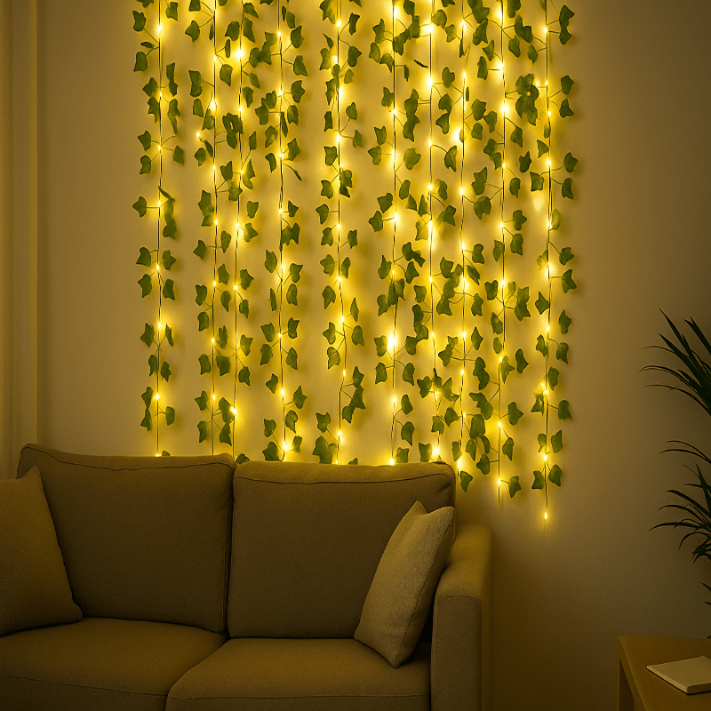Lămpi cu LED verzi elegante în formă de frunze (alimentate cu baterii) - Fioriscas