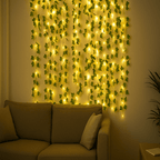 Elegant green LED leaf-shaped string lights (battery operated) - Fioriscas