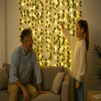 Elegant green LED leaf-shaped string lights (battery operated) - Fioriscas