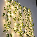 Elegant green LED leaf-shaped string lights (battery operated) - Fioriscas