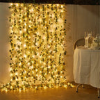 Elegant green LED leaf-shaped string lights (battery operated) - Fioriscas