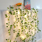 Elegant green LED leaf-shaped string lights (battery operated) - Fioriscas