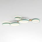 NovaLumen Metal and Wood Ceiling Light, 3 to 7 Lamps, White, Gray or Green