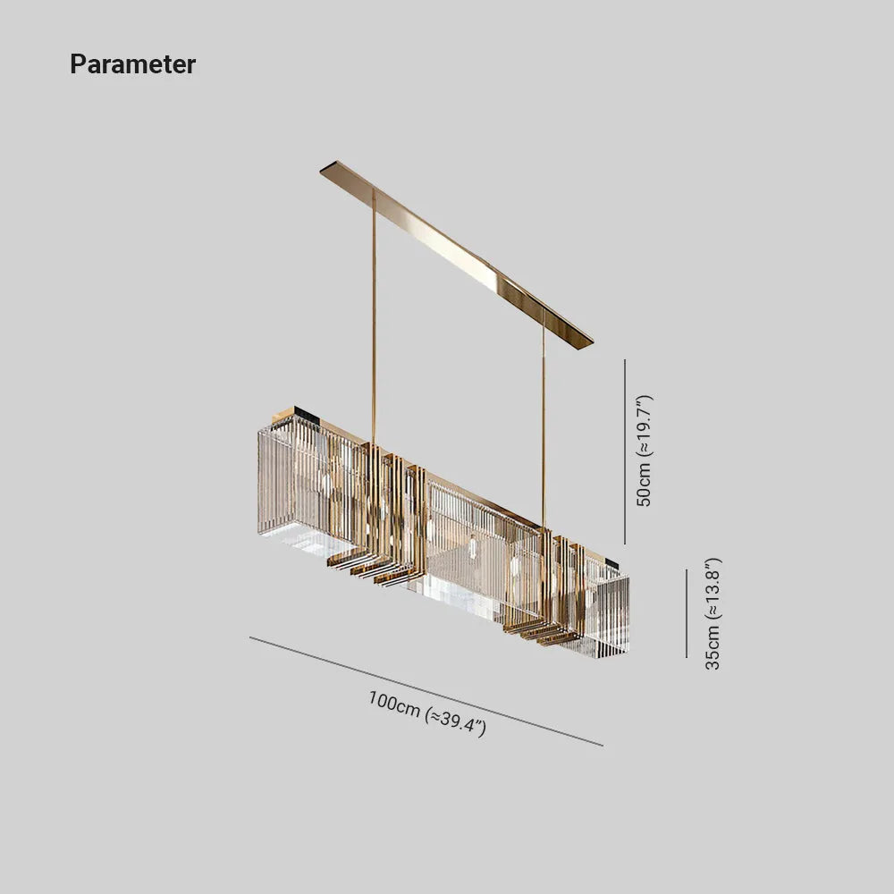 Kristy Metal Chandelier Pendant Light, Luxury Rectangular, Gold | Fioriscas