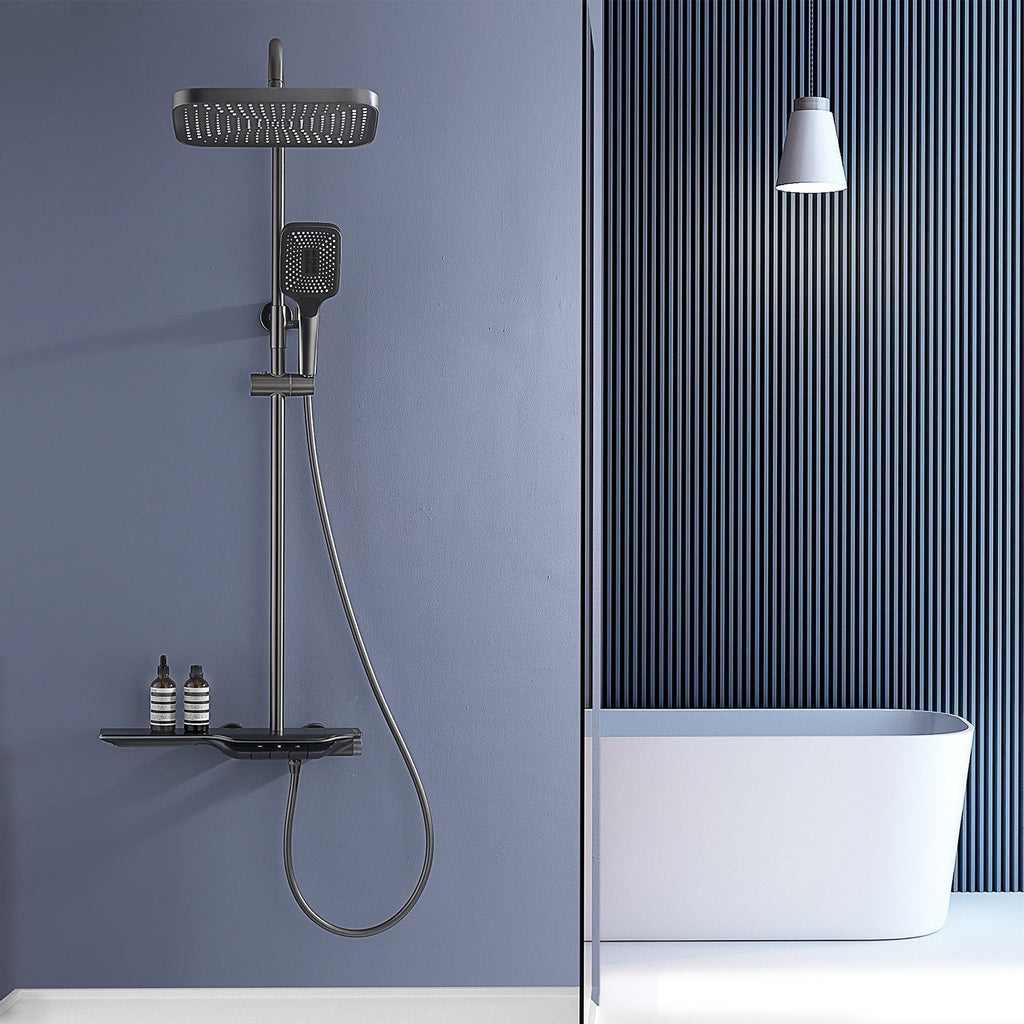 Sistema de Duche em Cobre com Luz LED Sem Bateria e Display de Temperatura