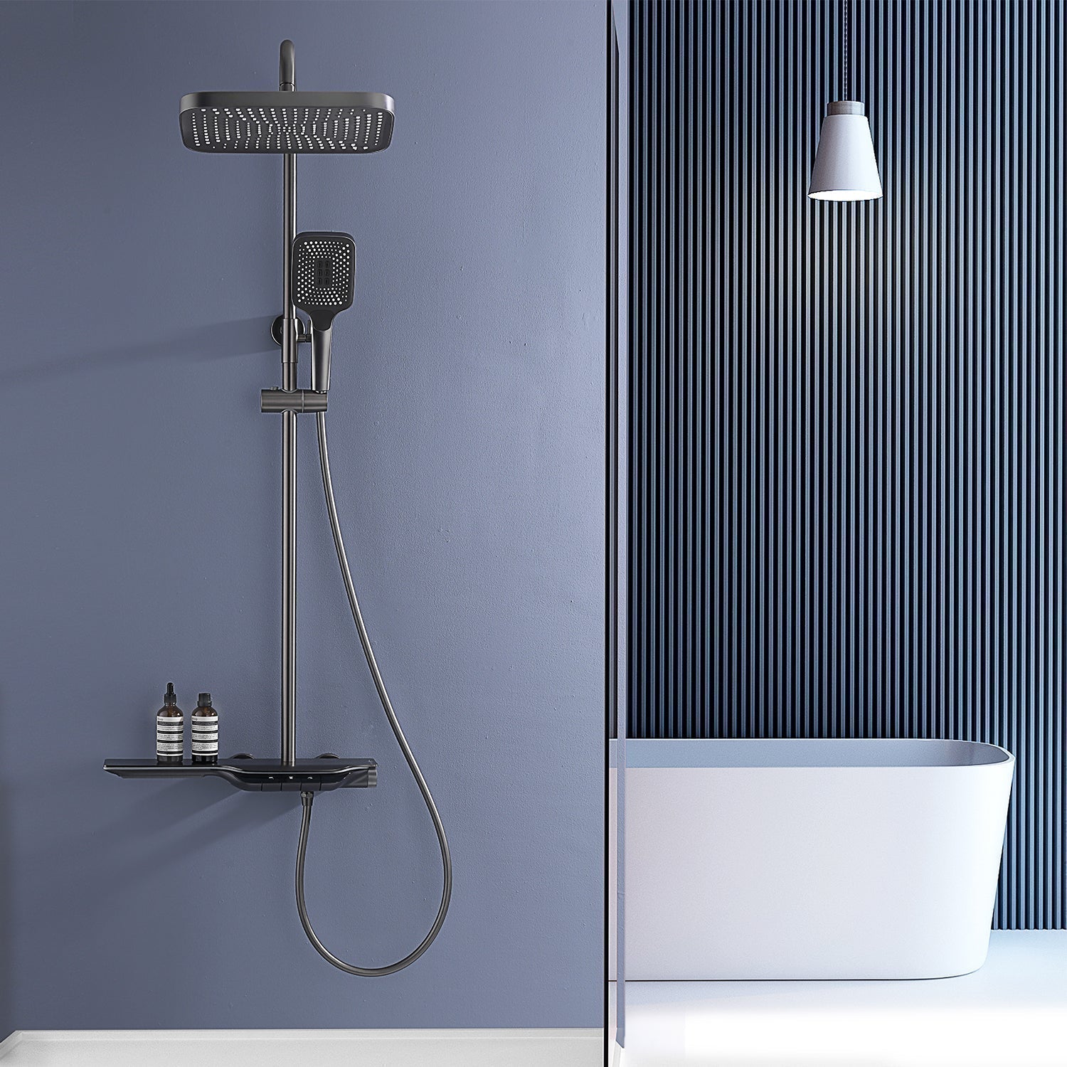 Sistema de Duche em Cobre com Luz LED Sem Bateria e Display de Temperatura
