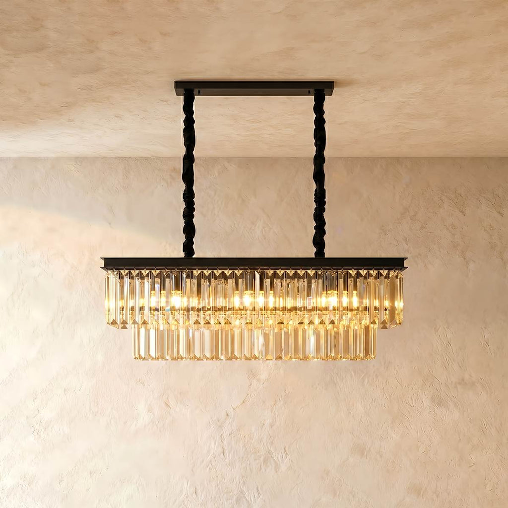 Lumiere Crystal Halo Chandelier Exuding Hollywood Glamour In Black Or Gold