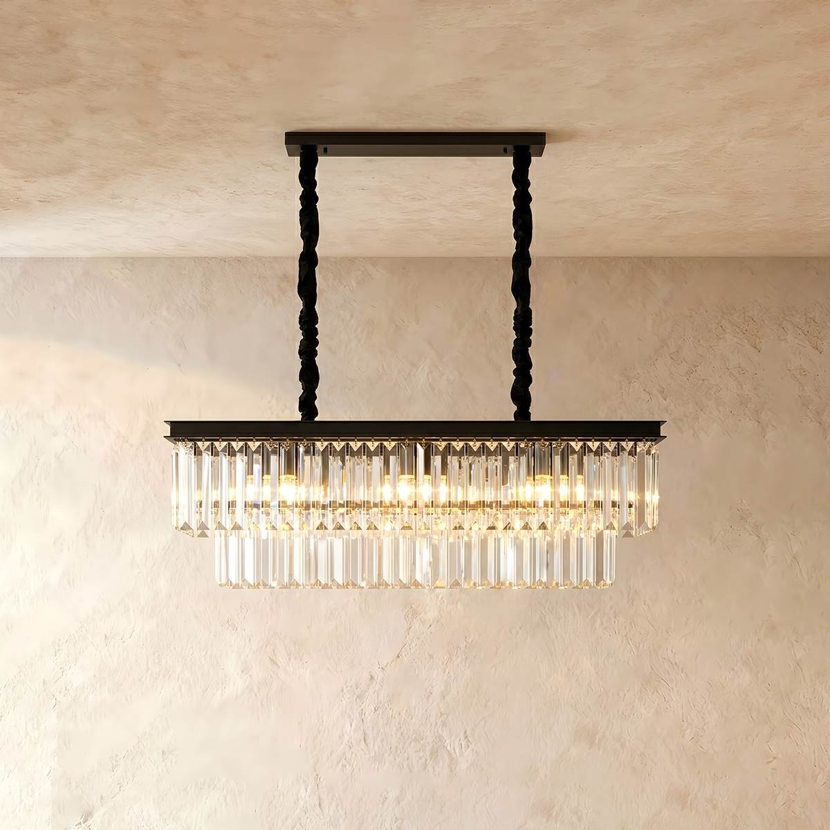Lumiere Crystal Halo Chandelier Exuding Hollywood Glamour In Black Or Gold