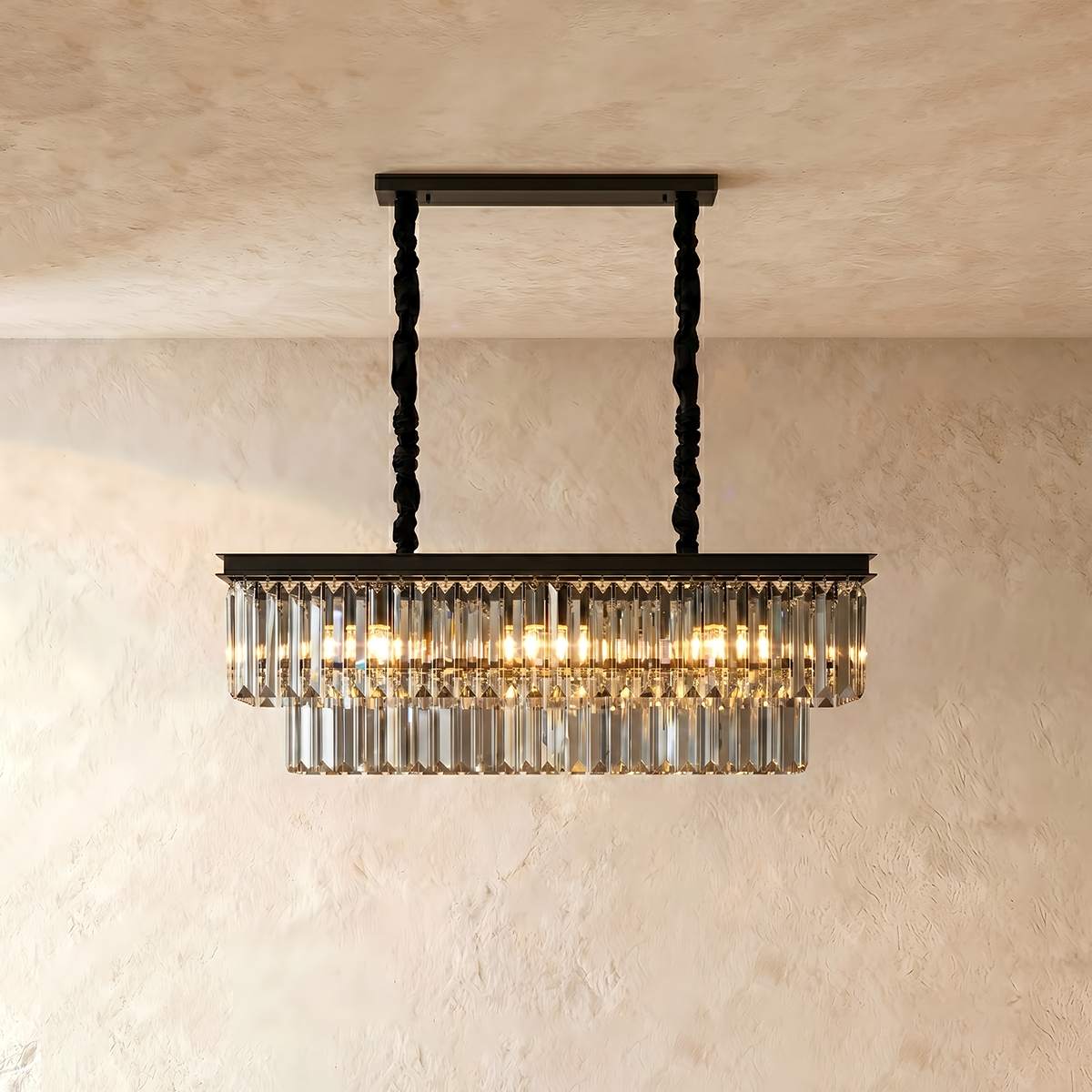 Lumiere Crystal Halo Chandelier Exuding Hollywood Glamour In Black Or Gold