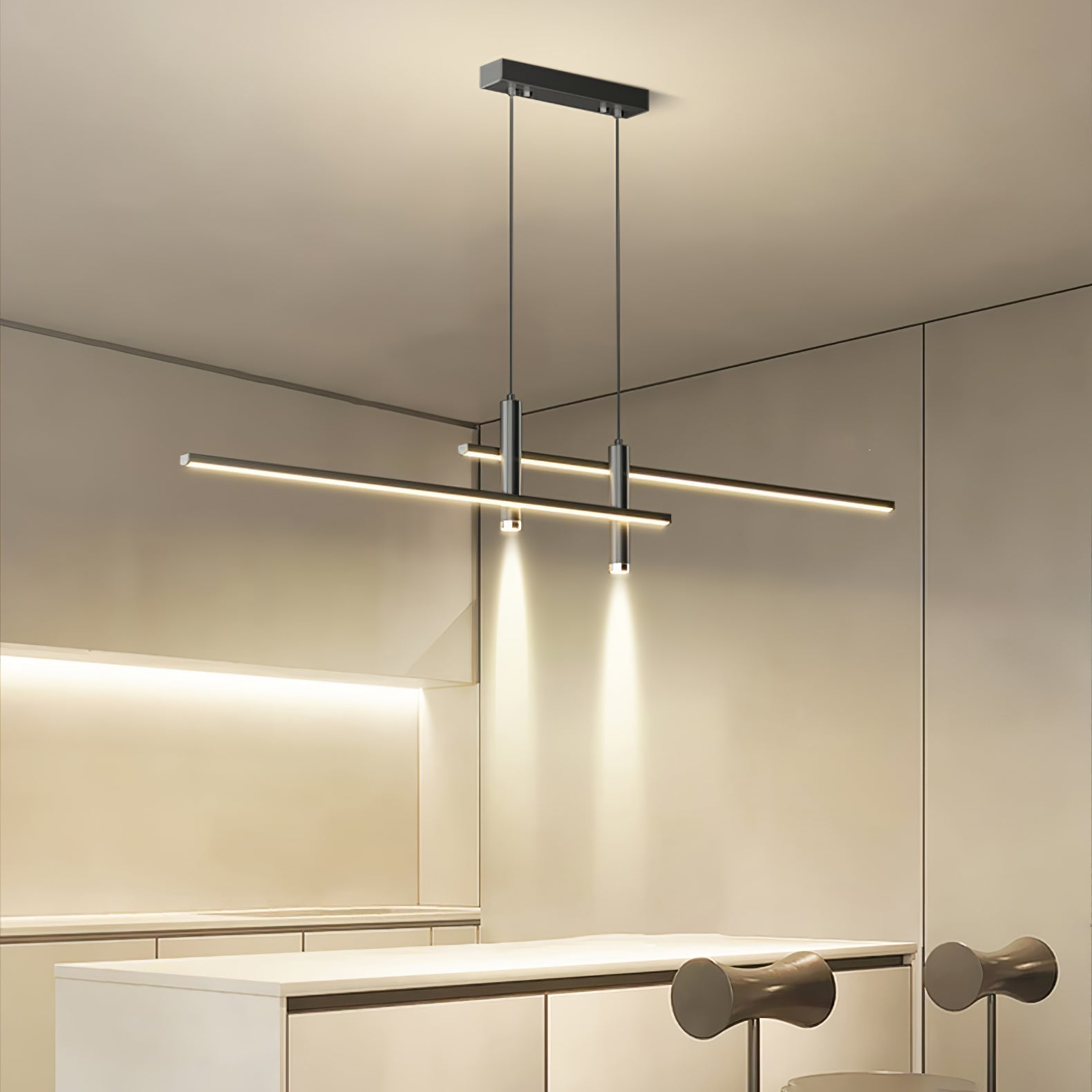 Pendant Light With A Linear Silhouette, Nexa LED Dining Fixture