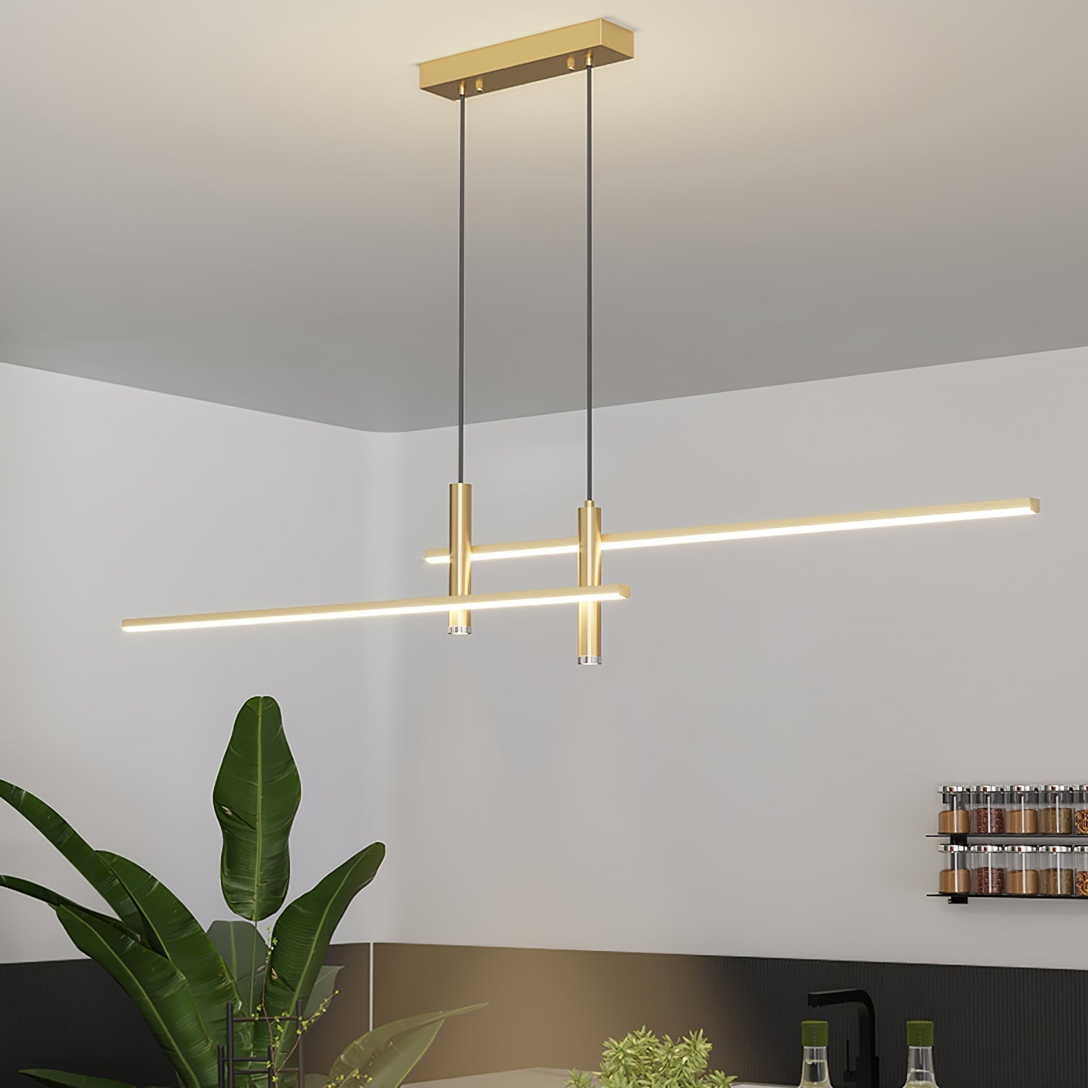 Pendant Light With A Linear Silhouette, Nexa LED Dining Fixture