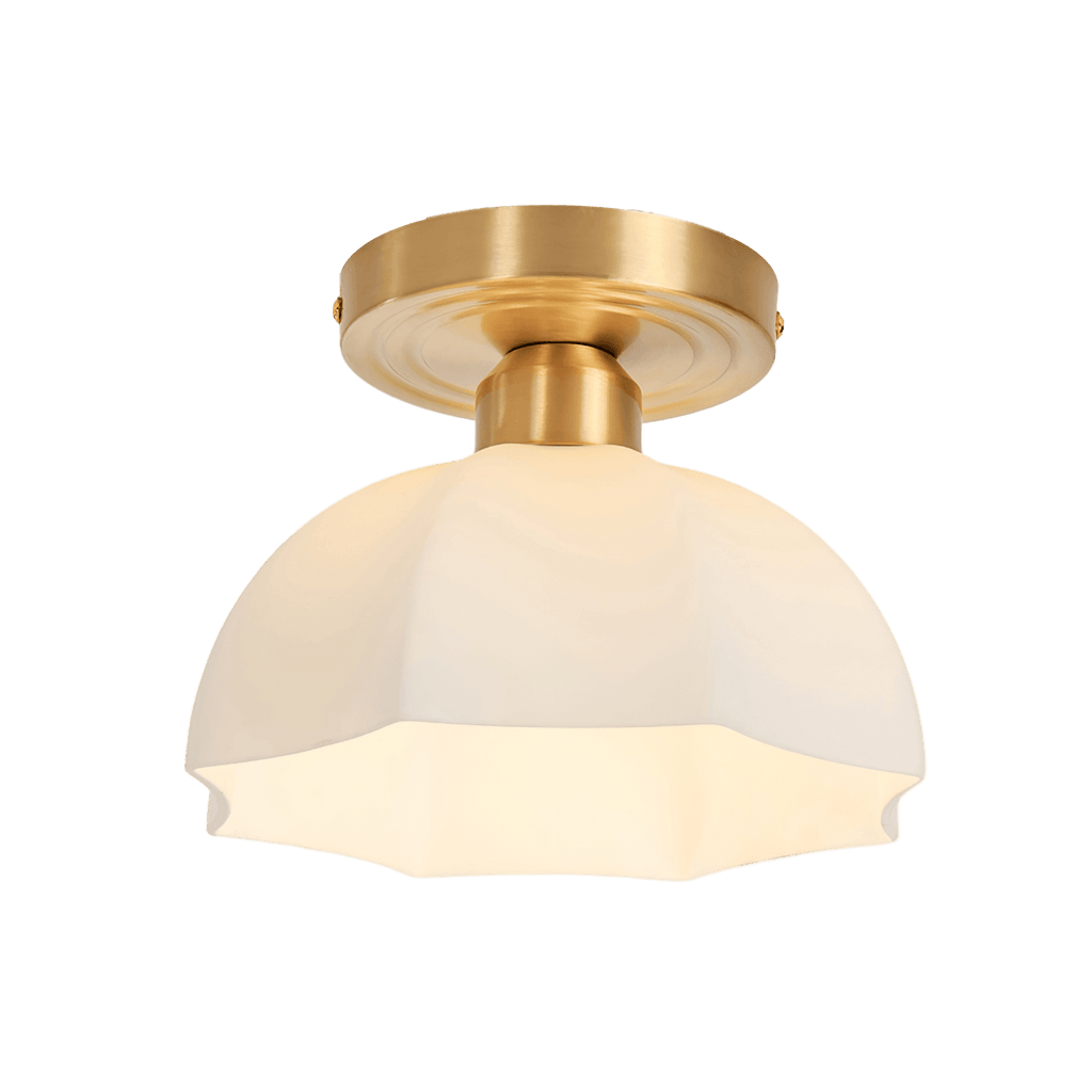 Avelin Brass Base and Opal Glass Flush Mount Ceiling Light | Fioriscas