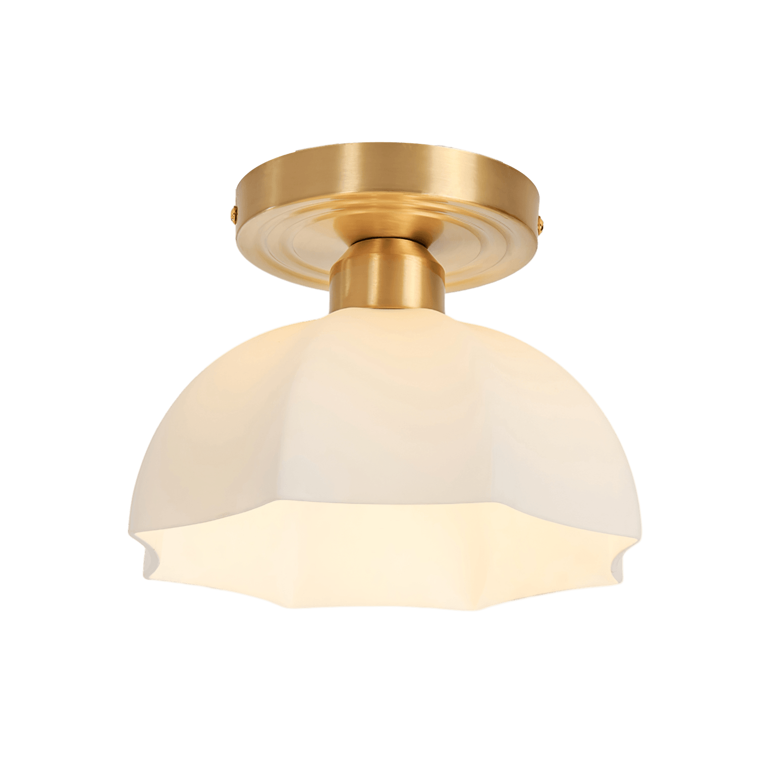 Avelin Brass Base and Opal Glass Flush Mount Ceiling Light | Fioriscas