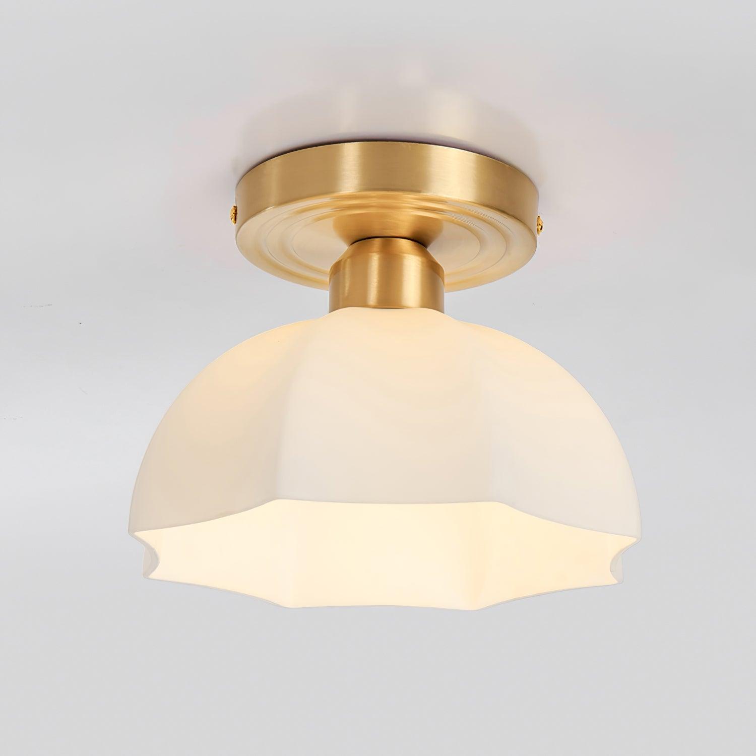 Avelin Brass Base and Opal Glass Flush Mount Ceiling Light | Fioriscas