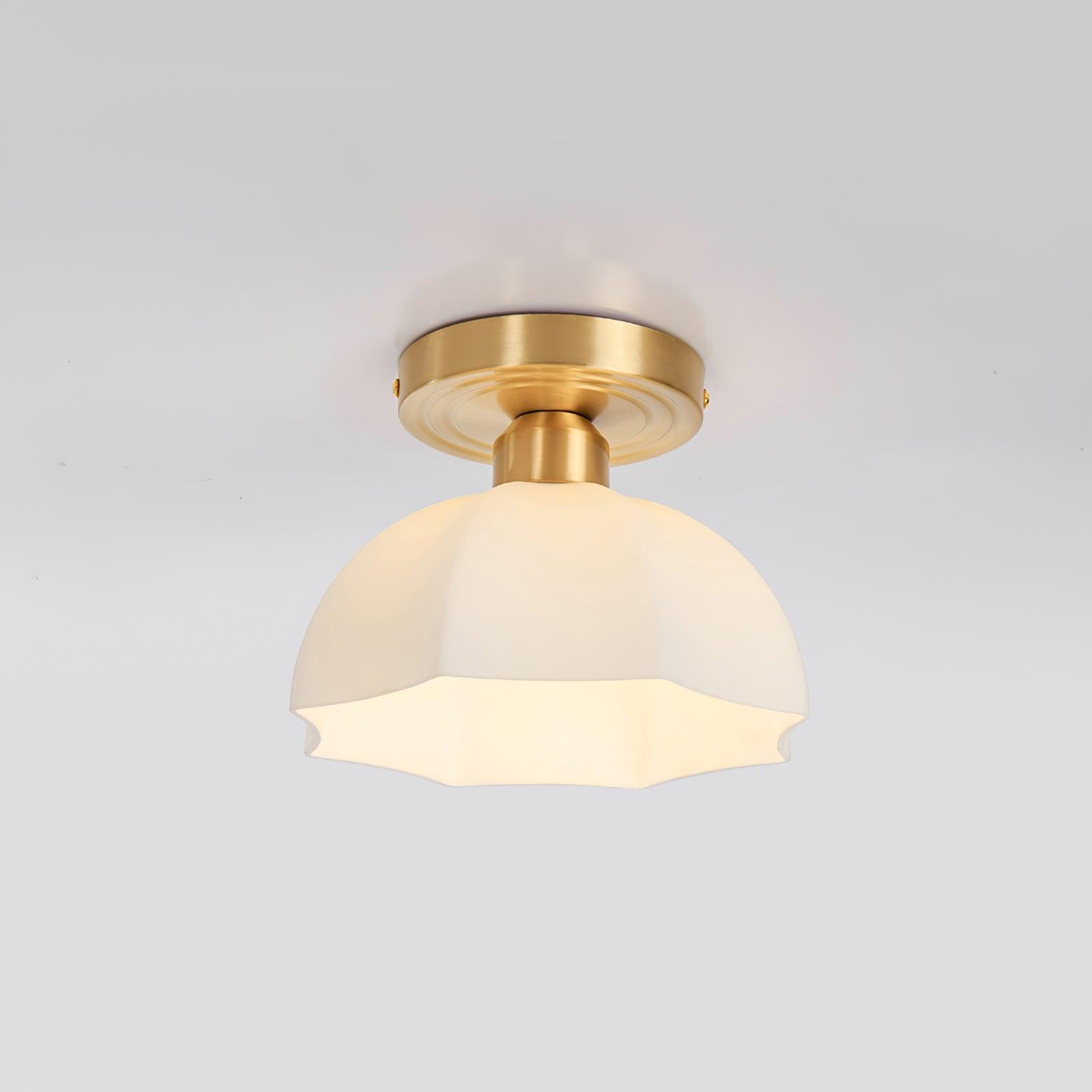 Avelin Brass Base and Opal Glass Flush Mount Ceiling Light | Fioriscas