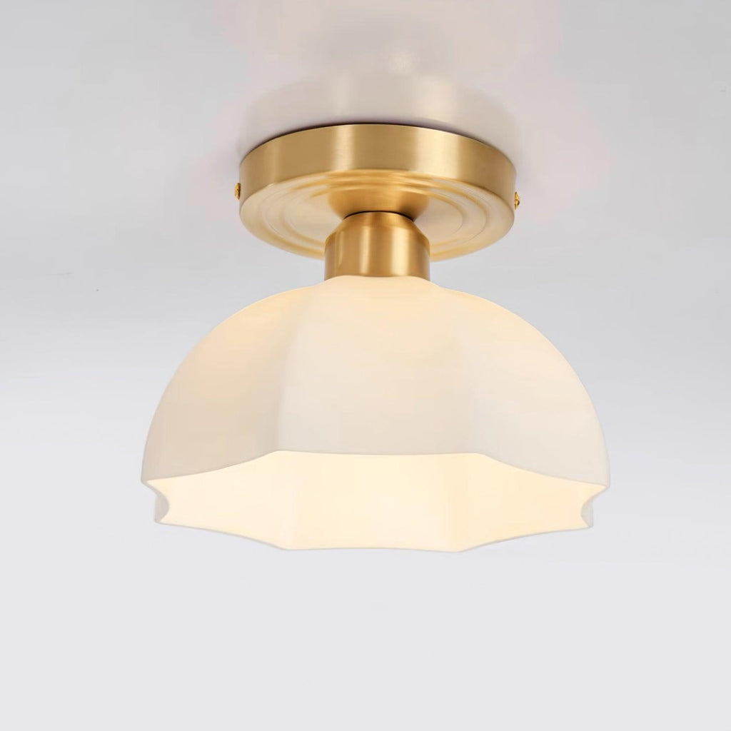 Avelin Brass Base and Opal Glass Flush Mount Ceiling Light | Fioriscas