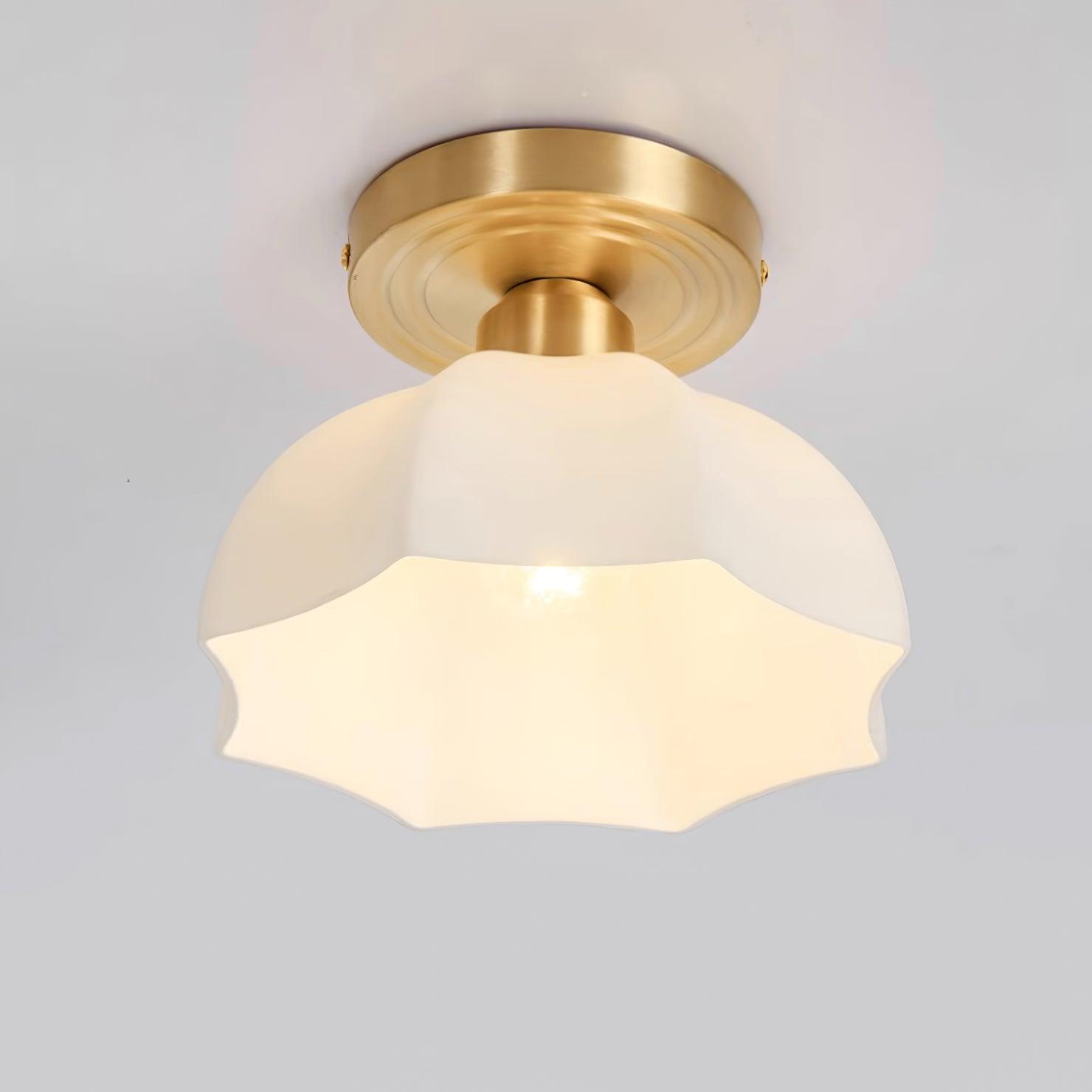Avelin Brass Base and Opal Glass Flush Mount Ceiling Light | Fioriscas