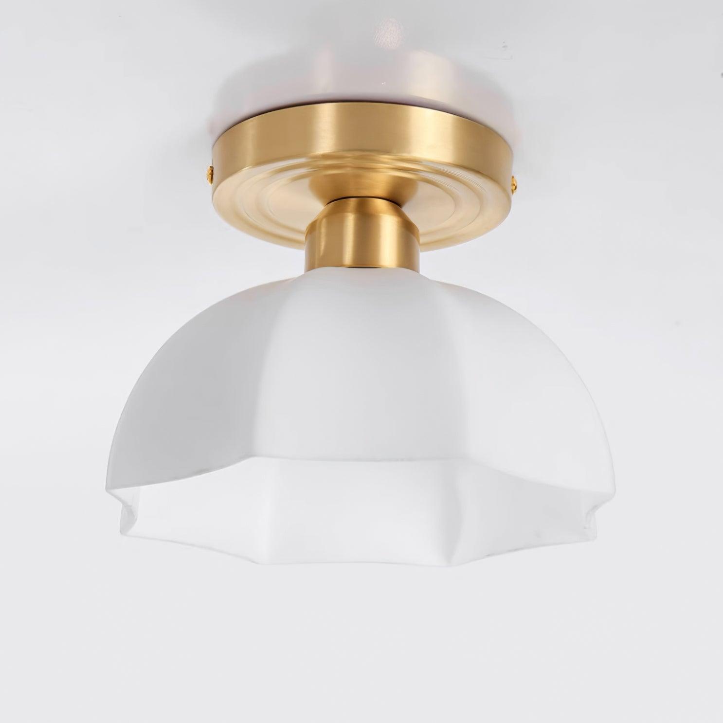 Avelin Brass Base and Opal Glass Flush Mount Ceiling Light | Fioriscas