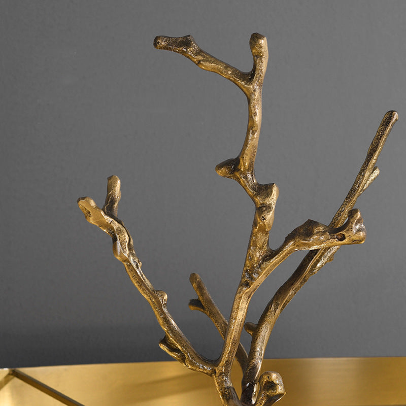 Marble Base Table Lamp With Black & Brass Shade, Crystal Accents