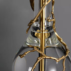 Marble Base Table Lamp With Black & Brass Shade, Crystal Accents