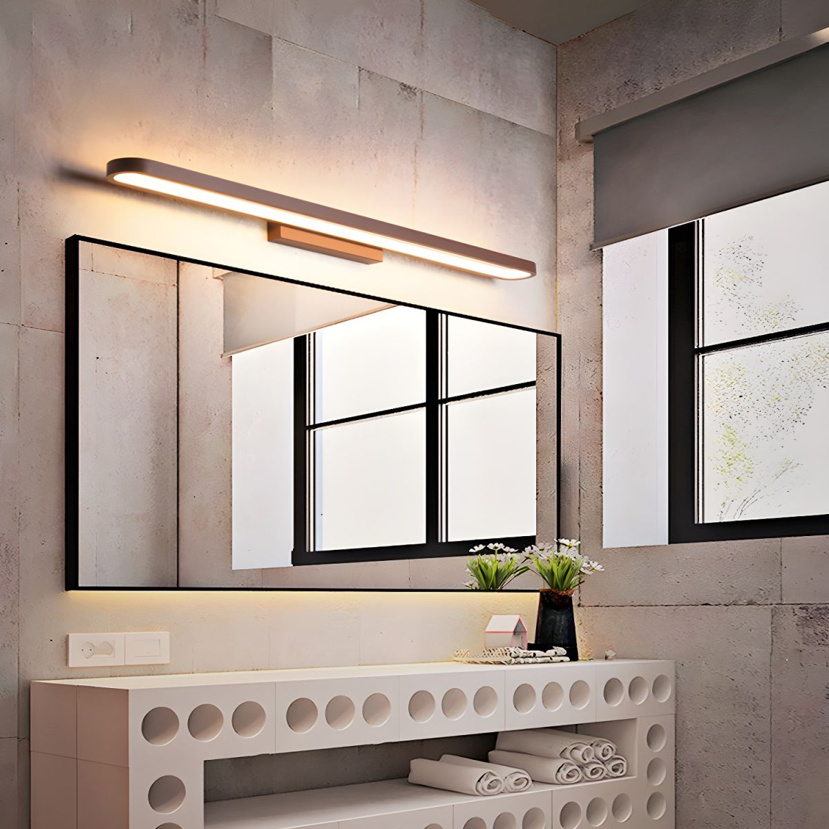Bathroom LED Wall Light, Aluminum & Acrylic, Hardwired, 5 Sizes