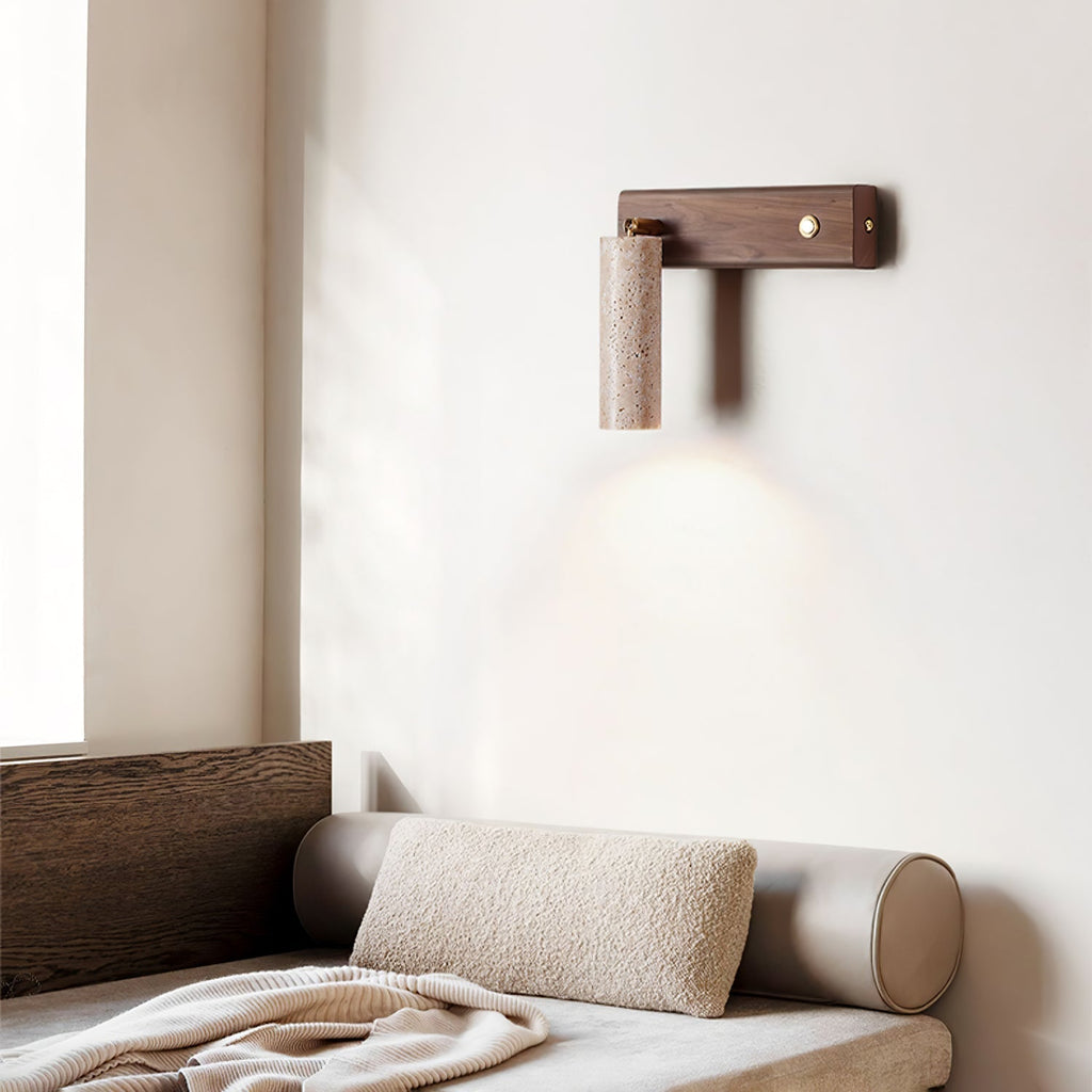 Ornoria Cylindrical Travertine Wall Light SpotLight | Fioriscas