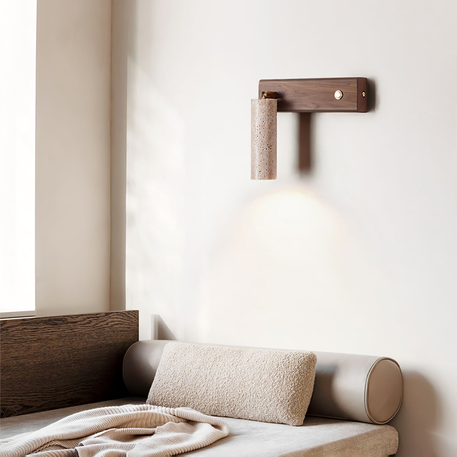 Ornoria Cylindrical Travertine Wall Light SpotLight | Fioriscas