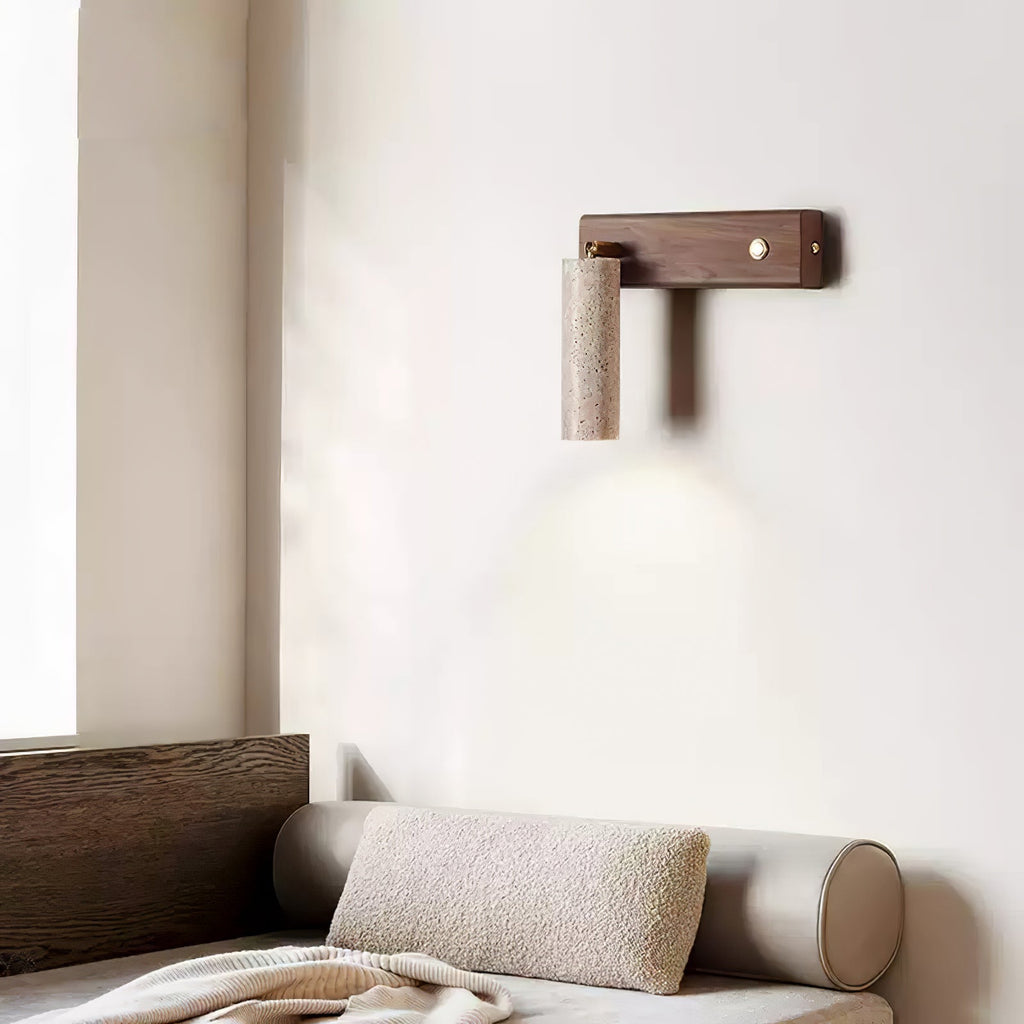 Ornoria Cylindrical Travertine Wall Light SpotLight | Fioriscas